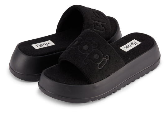 Women's Terry Wedge Slide - Black banner