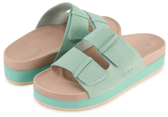 Women’s Microsuede Wedge Slide - Green banner