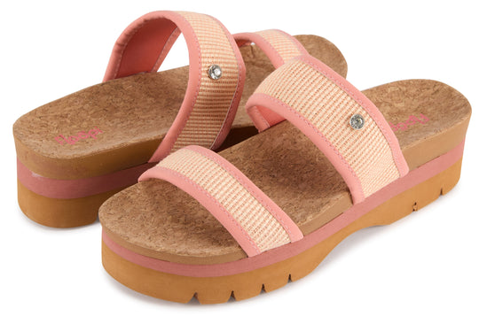 Women's Ribbed Knit Wedge Slide - Pink banner