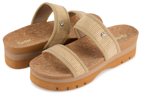 Women's Ribbed Knit Wedge Slide - Taupe banner